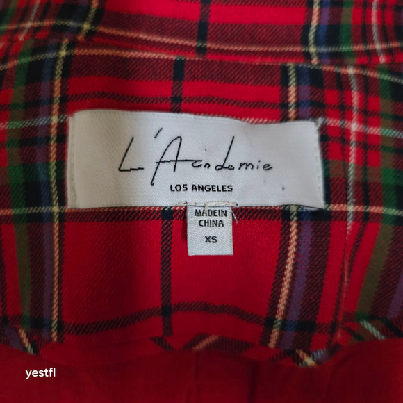 L'Academie Red Plaid Ruth Jacket XS - Picture 5 of 6